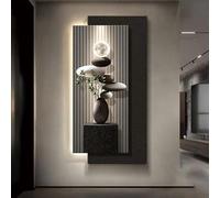 ZUGIATP 3D Vision Crystal Porcelain Wall Art Decor With Led Light, Plug-in Power, Luxury Sculpture Painting Decoration Vertical Hanging, Suitable For Living Rooms(Style A,19 * 39in/50 * 100cm)