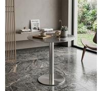 ZUGIATP Modern Stainless Steel Round Bar Table, Brushed Metal Side Table For Small Spaces, Minimalist Cocktail Pub Table For Living Room, Kitchen, Cafe & Bistro(Primary color,19.6in/50cm)