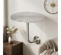 ZUGIATP Modern Stainless Steel Round Bar Table, Sturdy Wall Mounted Bar Table With Minimalist Design, Stainless Steel Side Table For Small Spaces, Durable Round Pub Table(Primary color,40cm/15in)