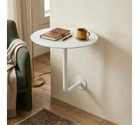 ZUGIATP Modern Stainless Steel Round Bar Table, Sturdy Wall Mounted Bar Table With Minimalist Design, Stainless Steel Side Table For Small Spaces, Durable Round Pub Table(White,40cm/15in)