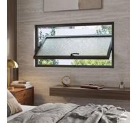 ZUGIATP Rectangular Aluminum Ventilation Window With 5mm Tempered Glass, 360° Rotating Casement Window For Basement, Bathroom, Kitchen, Flush Mount Design(Black (Water-Ripple Glass),39x14in/98x35cm)
