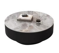 ZUGIATP Round Coffe Table Modern Center Table With Drawers With Storage No Assembly Required Easy To Clean Firm And Stable For Living Room Dining Room Tea(Italian Grey,80 * 33cm/31 * 12in)