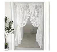 ZUGLQYSX 2pc Rose Flower Lace Door Curtain, Perfect For Room Decor And Shopping Mall Entrance Decoration for living room bedroom(WHITE,100x140cm)