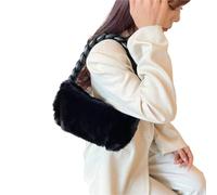 ZUGLQYSX Autumn And Winter Braided Armpit Plush Bag Six Colors Solid Color Versatile Cute Simple Niche Design Advanced for Work Travel(Black)