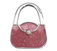ZUGLQYSX Metal Foldable Hook Table Portable Bag Shape Design Folding Handbag Purse Cloth Hanger Desk Racks Multi-Purpose Hooks(Pink)