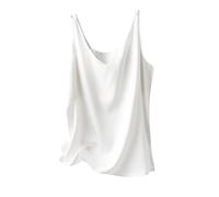 ZUGLQYSX Silk Camisole Top Women's Four Seasons Inner Wear Silk Suspenders V-Neck Solid All-Match Satin Vest Soft Loose Thin Lady Sleeveless Tops(WHITE,L)