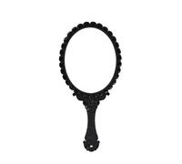 ZUGLQYSX Table Top Mirror Portable Handheld Makeup Vanity Mirror Retro Carved Hand SPA Salon Compact Women Cosmetic Mirrors(Black)