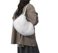 ZUGLQYSX Women's Autumn And Winter Handbag Imitation Fur Hundred With Plush Bag Solid Color Large Capacity Zipper Shoulder for Work Travel(White)