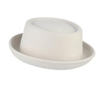 ZUGLQYSX Wool Men Pork Pie Hat Uniex White Black Top Hat Lady Gentleman Flat Bowler Hat for Costumes, Weddings, and Events(White)