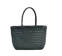 ZUGLQYSX Woven Bag Return To The Ancients Weave Leather Handbag Feminine Handmade Woven Bucket With Cotton Pockets Shopping Bags(Color 5)