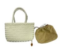 ZUGLQYSX Woven Bag Return To The Ancients Weave Leather Handbag Feminine Handmade Woven Bucket With Cotton Pockets Shopping Bags(Color 1)