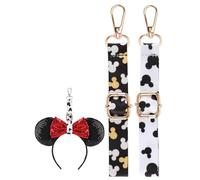 Zugzwang 2 Pack Mouse Ear Holders for Backpack - Adjustable Headband Keychain Strap, Hands-Free Organizer for Theme Parks, Black & White, Medium