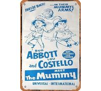 Zuhhgii ABBOTT AND COSTELLO MEET THE MUMMY 60sr Daybill Movie Poster Lou Costello Bud Abbott Movie Poster,Metal Tin Sign,Vintage Style Classic Old Film Poster Wall Ornament Coffee Bar Restaurant Man