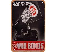Zuhhgii Aim to Win Buy War Bonds Movie Poster Retro Film Tin Sign Cafe Restaurant Home Wall Retro Club Restaurant Man Cave Gift Vintage Metal Sign 12x8 inch.