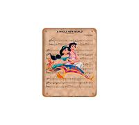 Zuhhgii Aladdin And Jasmine Magic Carpet Ride A Whole New World Sheet Music Art Print-Poster Vintage Tin Sign 8X12 inches,Metal Sign Retro Art Wall Decor for Home Cafes Office Store Karaoke Pubs Club