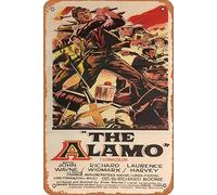 Zuhhgii Alamo,The 1960 Vintage Movie Poster Vintage Tin Sign,Retro of Classic Old Film Poster Metal Sign TV Bar Karaoke Man Cave Wall Decor 8x12 Inches.