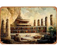 Zuhhgii Ancient Egyptian Library Magic and Fantasy Cities and Architecture Concept Art Metal Tin Sign - 8x12 Vintage Look Poster Wall Decor Plaque