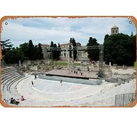 Zuhhgii Ancient theatre built 1st century BC Theatre Antique DArles Arles Provence-Alpes-Cote dAzur France Funny Tin Metal Sign Child Metal Poster Soul Art Wall Plaque Decor Outdoor Indoor Wall Panel