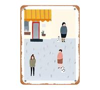 Zuhhgii At The Icre Cream Shop Scene, Tiny People And Illustration 2 Art Print - Vintage Poster 8x12 Inches Retro Vintage Metal Tin Sign for Home Bar Pub Garage Decor Gifts
