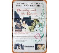 Zuhhgii BEAUTY AND THE BEAST Original Daybill Movie poster George C. Scott Trish Van Devere Movie Poster,Metal Tin Sign,Vintage Style Classic Old Film Poster Wall Ornament Coffee Bar Restaurant Man
