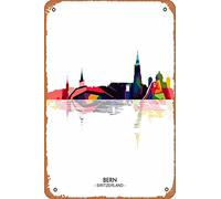 Zuhhgii BERN SWITZERLAND skyline Funny Vintage Tin Sign Wall Anime Cartoon Poster Retro Iron Painting Metal Plaque for Bar Cafe Garage Home Gift Birthday Wedding 12x8 inch.