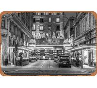 Zuhhgii Black and white shot of London city street Funny Tin Metal Sign Child Metal Poster Soul Art Wall Plaque Decor Outdoor Indoor Wall Panel Retro Vintage Mural 8x12 Inch