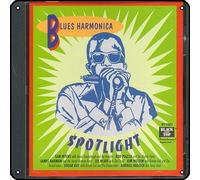 Zuhhgii Blues Harmonica Spotlight Metal Signs Vintage Rock Music Wall Decor Man Cave Tin Sign Gym Pool Bar Bathroom Yard Garage Pub Plaque Poster Wall Art Sign 12x12 Inch