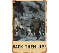 Zuhhgii British Commando Raid - Back Them Up! Movie Poster Retro Film Tin Sign Cafe Restaurant Home Wall Retro Club Restaurant Man Cave Gift Vintage Metal Sign 12x8 inch.