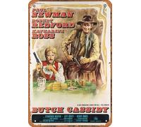 Zuhhgii Butch Cassidy and the Sundance Kid Movie Poster Retro Film Tin Sign Cafe Restaurant Home Wall Retro Club Restaurant Man Cave Gift Vintage Metal Sign 12x8 inch.