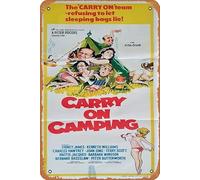 Zuhhgii Carry On Camping 1969 Vintage Movie Poster Vintage Tin Sign,Retro of Classic Old Film Poster Metal Sign TV Bar Karaoke Man Cave Wall Decor 8x12 Inches.