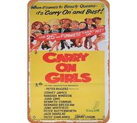 Zuhhgii Carry On Girls 1973 Vintage Movie Poster Vintage Tin Sign,Retro of Classic Old Film Poster Metal Sign TV Bar Karaoke Man Cave Wall Decor 8x12 Inches.