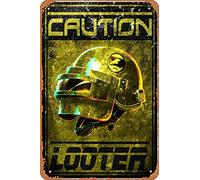Zuhhgii Caution looter pubg battleroyale sign Funny Vintage Tin Sign Wall Anime Cartoon Poster Retro Iron Painting Metal Plaque for Bar Cafe Garage Home Gift Birthday Wedding 12x8 inch.