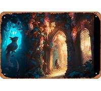 Zuhhgii Enchanted Oasis: Exploring Nature's Splendor in a Hidden Secret Garden 9 Magic and Fantasy Animals and Creatures Nature and Landscapes Metal Tin Sign - 8x12 Vintage Look Poster Wall Decor