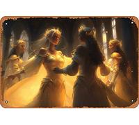 Zuhhgii Enchanted Romance: The Fairest Maidens and Bravest Knights Dancing to Love's Tune 7 Magic and Fantasy People Concept Art Metal Tin Sign - 8x12 Vintage Look Poster Wall Decor Plaque