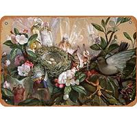 Zuhhgii Fairies Round a Birds Nest - The Distressed Mother Funny Tin Metal Sign Child Metal Poster Soul Art Wall Plaque Decor Outdoor Indoor Wall Panel Retro Vintage Mural 8x12 Inch