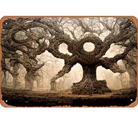 Zuhhgii FaiRYTaiLS - Ancient Oak Magic and Fantasy Nature and Landscapes Concept Art Metal Tin Sign - 8x12 Vintage Look Poster Wall Decor Plaque