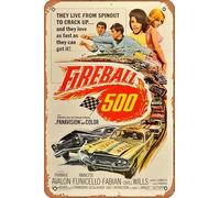 Zuhhgii Fireball 500 Movie Poster Retro Film Tin Sign Cafe Restaurant Home Wall Retro Club Restaurant Man Cave Gift Vintage Metal Sign 12x8 inch.