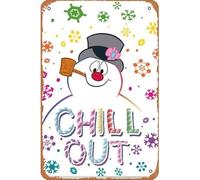 Zuhhgii Frosty The Snowman - Chill Out Metal Tin Sign Retro Style Wall Plaque Decoration Metal Sign 8x12 inch