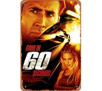 Zuhhgii Gone In 60 Seconds (Nicolas Cage,Angelina Jolie) Movie Poster Tin Sign Movie Cinema Theater 8x12 inches - Vintage Film Music Metal Tin Sign for Home Bar Pub Garage Decor Gifts