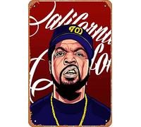 Zuhhgii ICE CUBE HIPHOP RAPPER VECTOR Funny Vintage Tin Sign Wall Anime Cartoon Poster Retro Iron Painting Metal Plaque for Bar Cafe Garage Home Gift Birthday Wedding 12x8 inch.