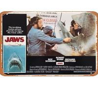 Zuhhgii Jaws 1975 Vintage Movie Poster Tin Sign,Retro of Classic Old Film Poster Metal Sign TV Bar Wall Club Restaurant Man Cave Wall Decoration 8x12 Inches Retro Plaques.