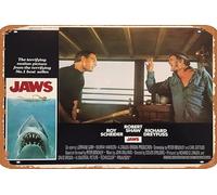 Zuhhgii Jaws 1975 Vintage Movie Poster Tin Sign,Retro of Classic Old Film Poster Metal Sign TV Bar Wall Club Restaurant Man Cave Wall Decoration 8x12 Inches Retro Plaques.