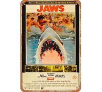 Zuhhgii Jaws Movie Poster Metal Tin Signs Vintage Wall Art Best Gift 12x8 Inch Bathroom Retro Art Metal Sign Coffee And Bar Wall Decor