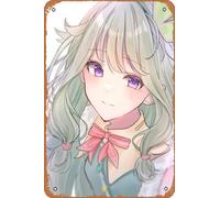 Zuhhgii Kusanagi Nene, Project Sekai Colorful Stage, Green Hair, Blushes - 8 X 12 Inch Retro Tin Sign