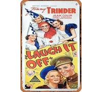 Zuhhgii LAUGH IT OFF Original daybill Movie Poster Tommy Trinder Jean Colin Vintage Tin Sign,Retro of Classic Old Film Poster Metal Sign TV Bar Karaoke Man Cave Wall Decor 8x12 Inches.