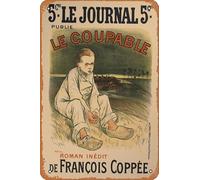 Zuhhgii Le Coupable,Maitres de l'Affiche" plate 134 Movie Poster Retro Film Tin Sign Cafe Restaurant Home Wall Retro Club Restaurant Man Cave Gift Vintage Metal Sign 12x8 inch.