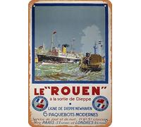 Zuhhgii Le Rouen a la Sortie de Dieppe Movie Poster Retro Film Tin Sign Cafe Restaurant Home Wall Retro Club Restaurant Man Cave Gift Vintage Metal Sign 12x8 inch.