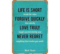 Zuhhgii Life Is Short Mark Twain Quote Retro of Classic Old Film Poster Metal Sign Bar Gift Wall Art Decor Tin Sign - 8x12inch.