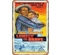 Zuhhgii LONELY ARE THE BRAVE Original Daybill Movie Poster Kirk Douglas Vintage Tin Sign,Retro of Classic Old Film Poster Metal Sign TV Bar Karaoke Man Cave Wall Decor 8x12 Inches.