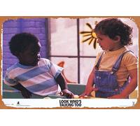 Zuhhgii LOOK WHO’S TALKING TOO Original Lobby Card 1 John Travolta Kirstie Alley Vintage Tin Sign,Retro of Classic Old Film Poster Metal Sign TV Bar Karaoke Man Cave Wall Decor 8x12 Inches.